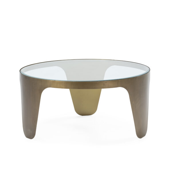 Mesa de Centro 91x91x44 Metal/Cristal -- Dorado