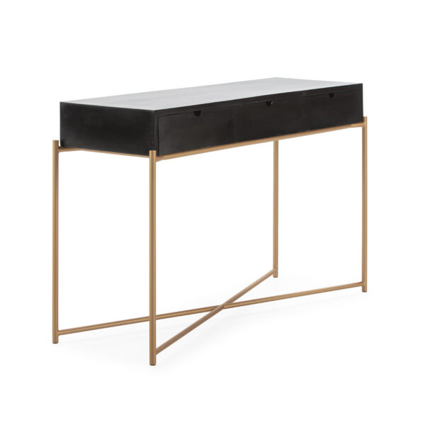 Consola 120x40x76 Madera/Metal Negro/Dorado