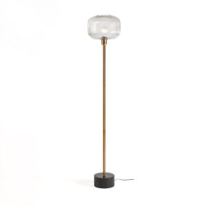 Lámpara de Pié 30x30x162 Metal/Mármol/Vidrio -- Dorado/Negro/Transparente