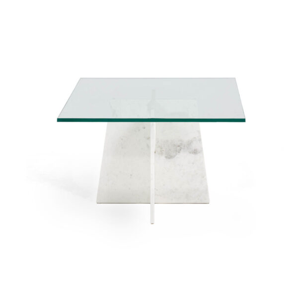 Mesa de Centro 76x76x45 Cristal/Mármol -- Blanco