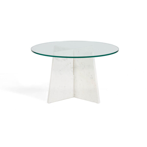 Mesa de Centro 76x76x45 Cristal/Mármol -- Blanco