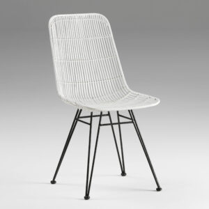 Silla 57x45x88 Metal/Mimbre Blanco