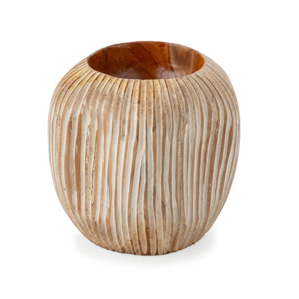 Bowl 25x25x20 Madera de Teca -- Natural/Blanco Lavado