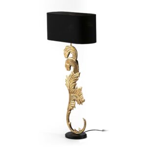 Lámpara de Sobremesa 22x18x77 Madera Negro/Metal Dorado con pantalla Negro