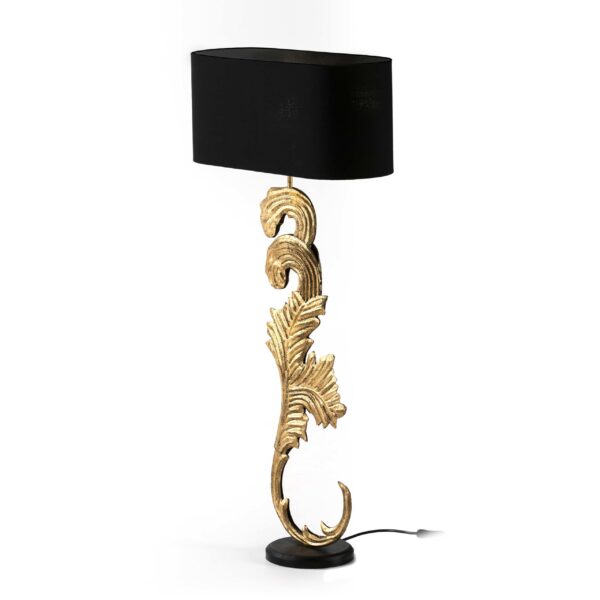 Lámpara de Sobremesa 22x18x77 Madera Negro/Metal Dorado con pantalla Negro