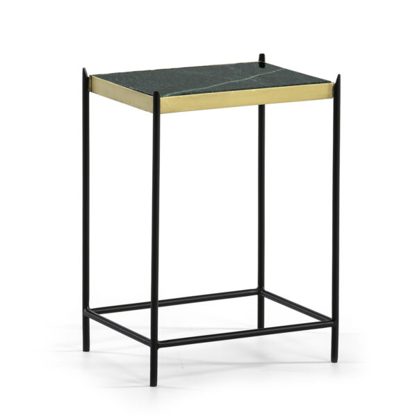 Mesa Auxiliar 38x29x53 Mármol Verde/Metal Negro/Dorado