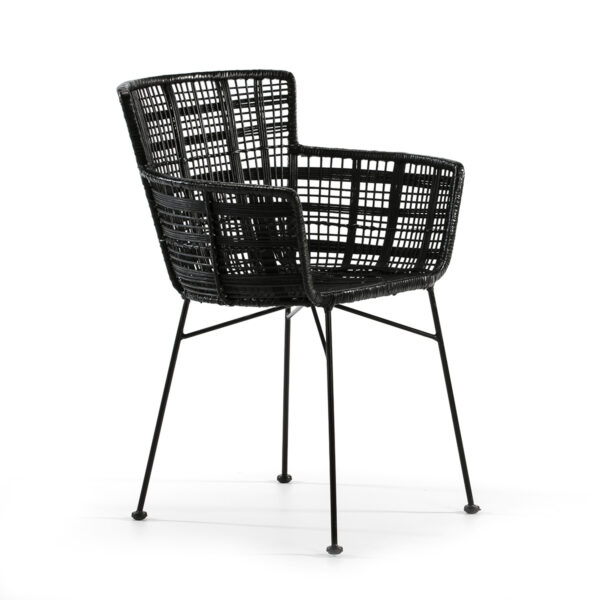 Silla 55x62x80 Metal Negro/Mimbre Negro