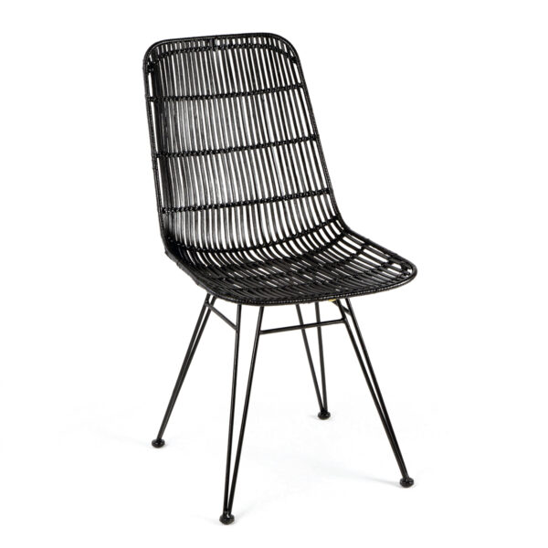 Silla 57x45x88 Metal/Mimbre Negro