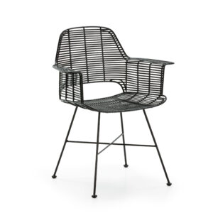 Silla 66x58x83 Mimbre/Metal Negro