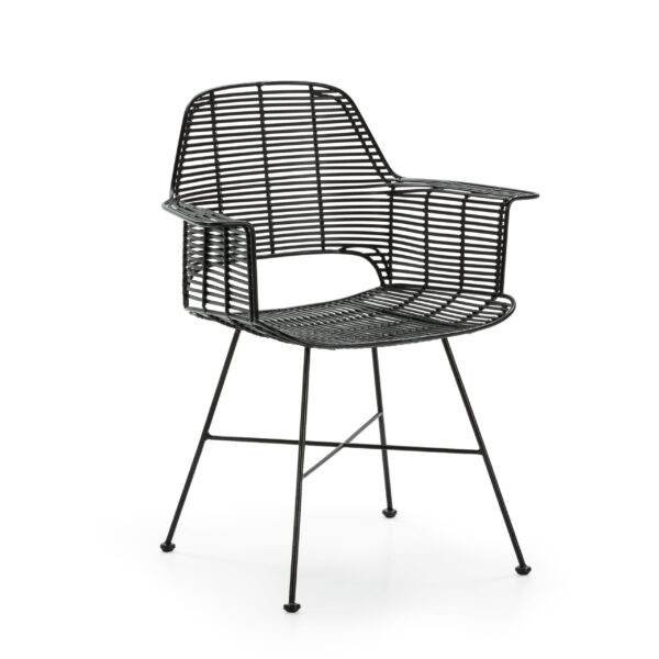 Silla 66x58x83 Mimbre/Metal Negro