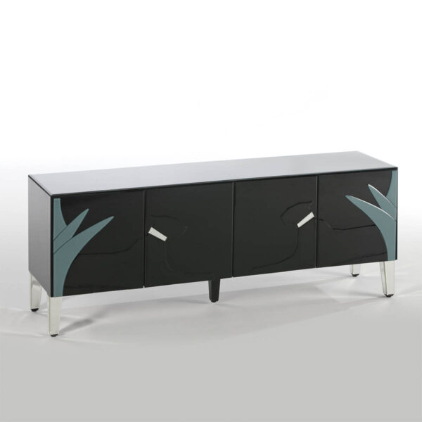 Aparador 180x45x70 Cristal Negro/Azul