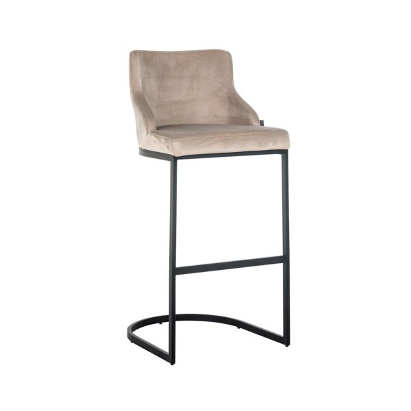 Bar stool Bolton khaki velvet / black fire retardant (FR-Quartz 903 Khaki)