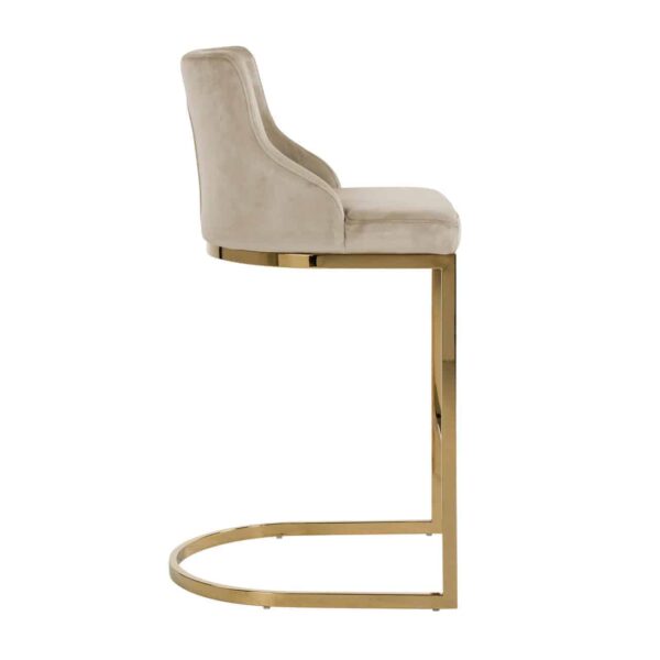 Bar stool Bolton khaki velvet / gold fire retardant (Quartz Khaki 903)