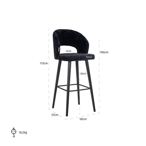 Bar stool Savoy black chenille (Bergen 809 black chenille)