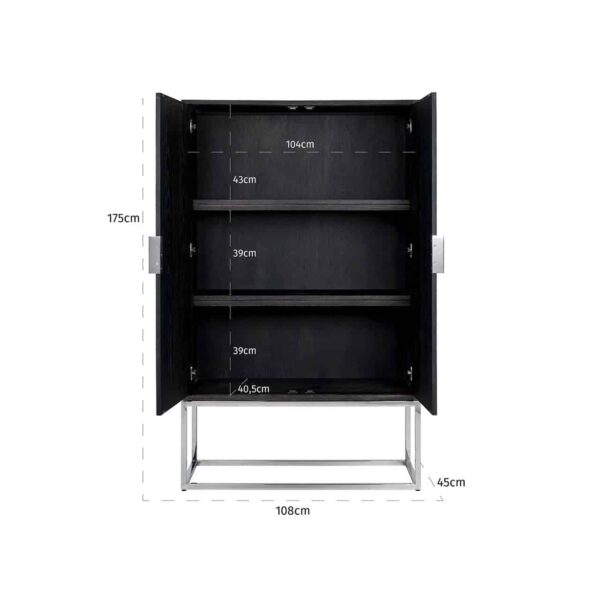 Cabinet Blackbone silver 2-doors (Black rustic)