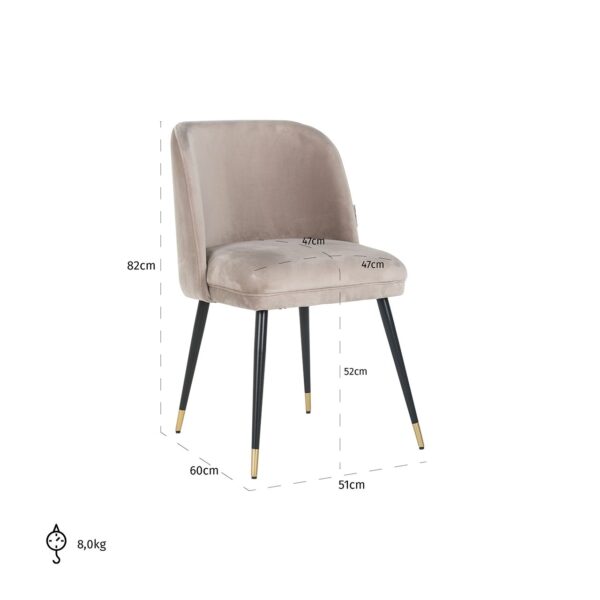 Chair Alicia khaki velvet fire retardant (FR-Quartz 903 Khaki)