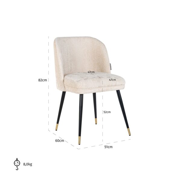 Chair Alicia white chenille fire retardant (FR-Bergen 900 white chenille)