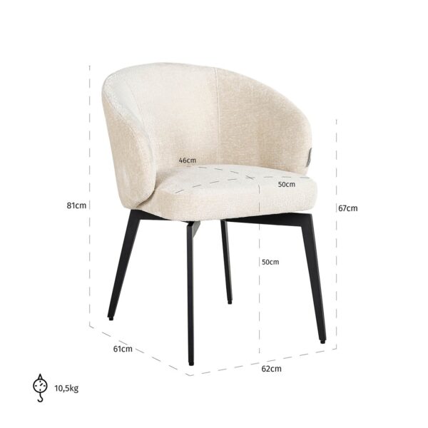 Chair Amphara white chenille fire retardant (FR-Bergen 900 white chenille)
