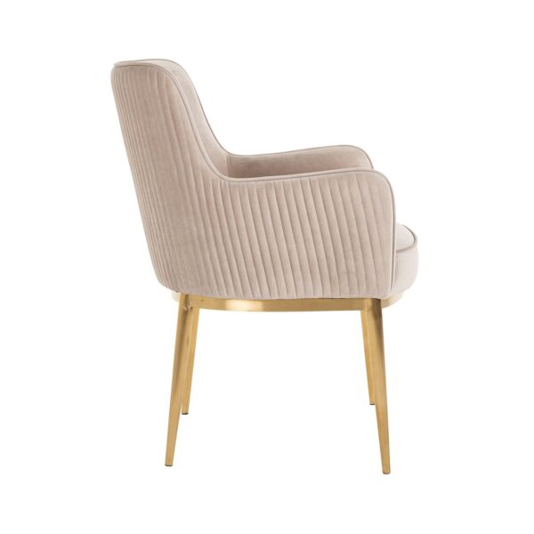 Chair Breeze  khaki velvet / brushed gold fire retardant (FR-Quartz 903 Khaki)
