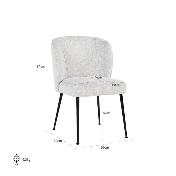 Chair Fallon White Bouclé / black (Copenhagen 900 Bouclé White)