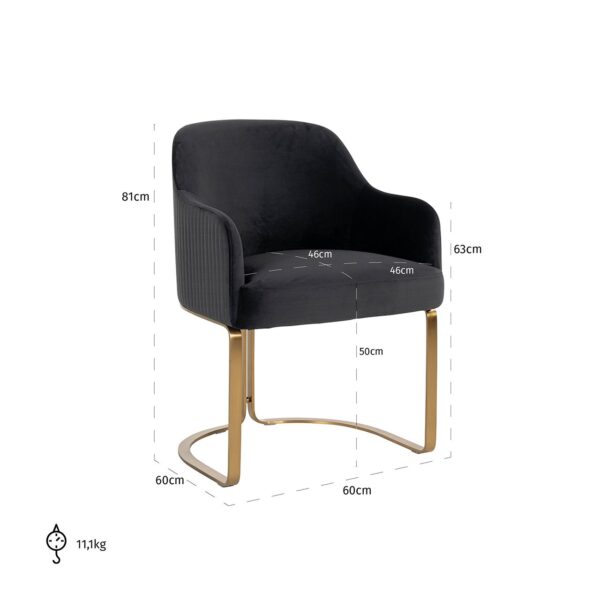 Chair Hadley antraciet velvet / brushed gold (Quartz Antraciet 801)