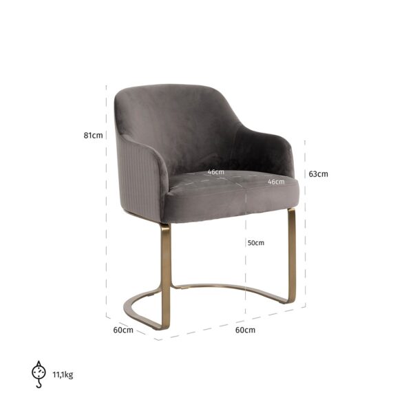 Chair Hadley stone velvet / brushed gold (Quartz Stone 101)