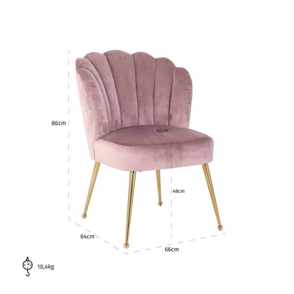 Chair Pippa pink velvet / gold (Quartz Pink 700)
