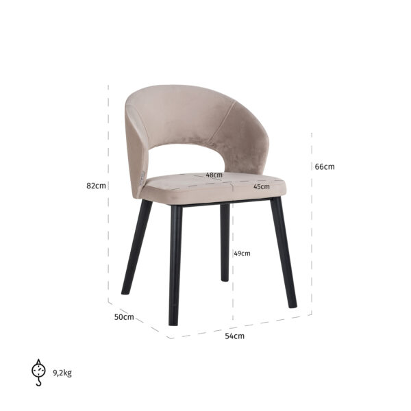 Chair Savoy khaki velvet (Quartz Khaki 903)
