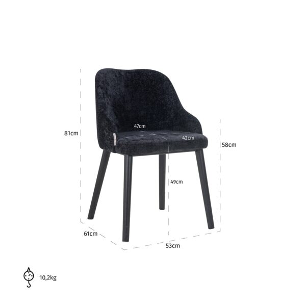 Chair Twiggy black chenille (Bergen 809 black chenille)