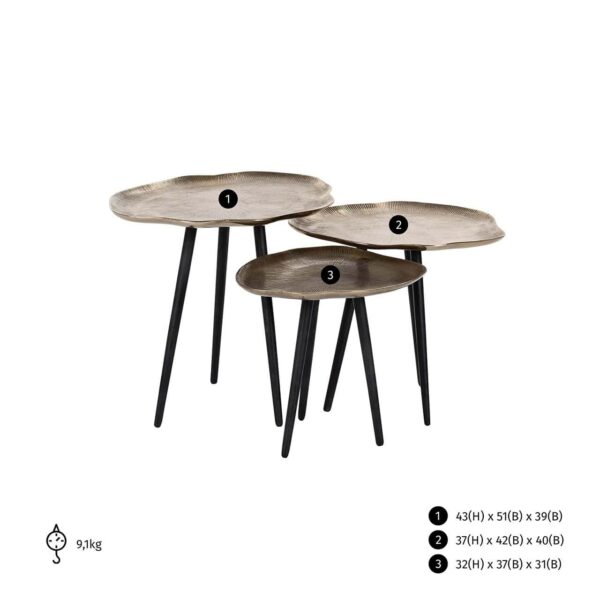 Coffee table Volenta set of 3  (Champagne gold)