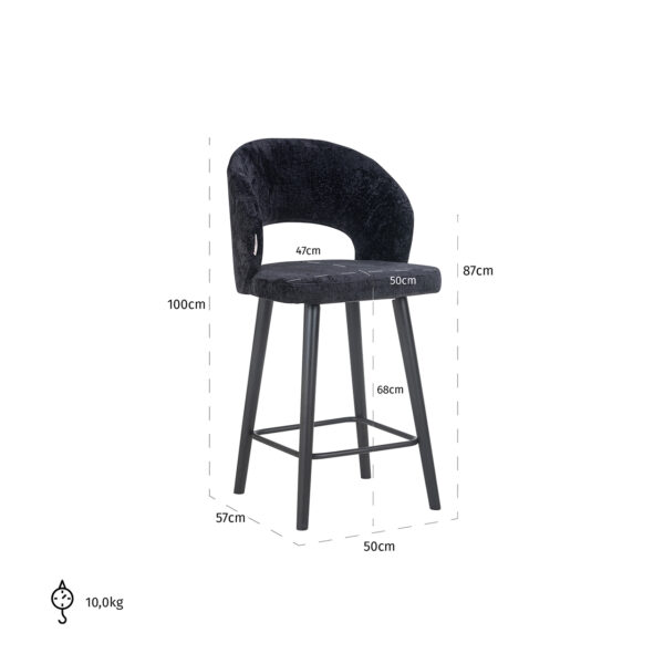 Counter stool Savoy black chenille (Bergen 809 black chenille)