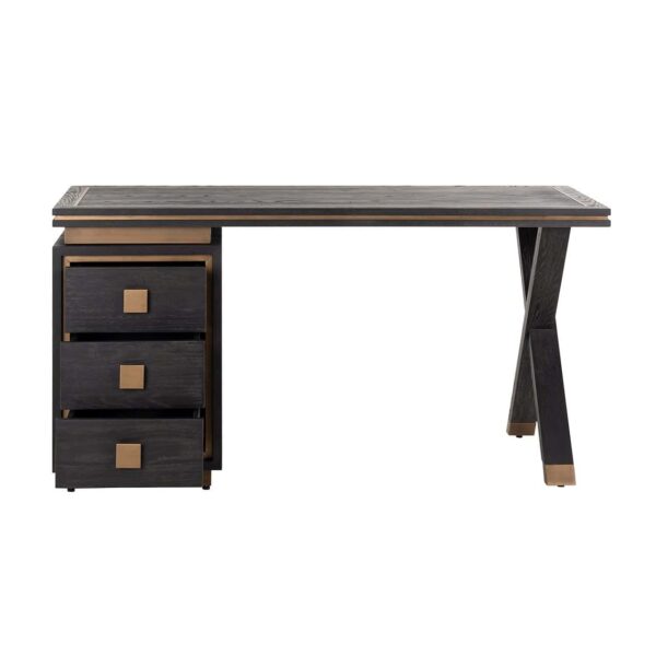 Desk Hunter 3-drawers (Black rustic)