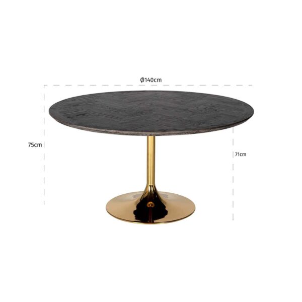 Dining table Blackbone gold 140Ø (Black rustic)