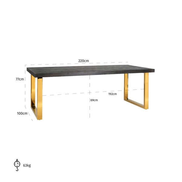 Dining table Blackbone gold 220 (Black rustic)