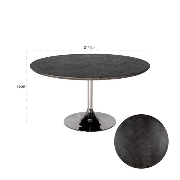 Dining table Blackbone silver 140Ø (Black rustic)