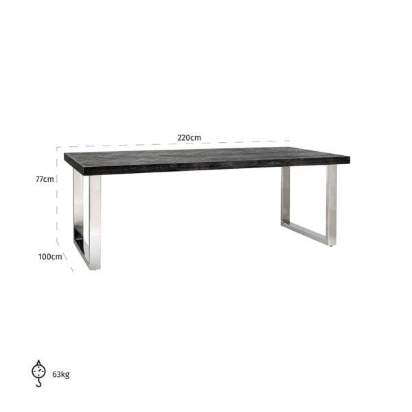 Dining table Blackbone silver 220 (Black rustic)