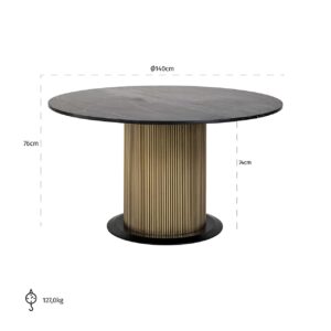 Dining table Ironville Ø140 (Black/gold)