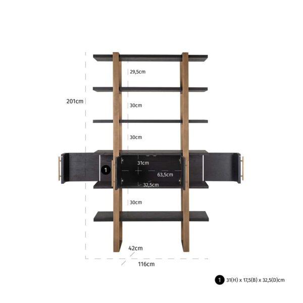 Display unit Cambon 4-doors 4-shelves (Dark coffee)