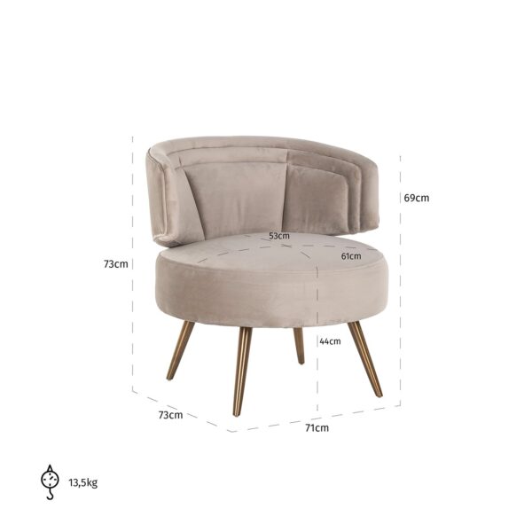 Easy chair Hazel khaki velvet fire retardant (FR-Quartz 903 Khaki)