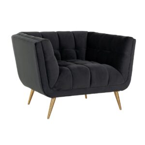Easy Chair Huxley Antraciet velvet / Brushed gold (Quartz Antraciet 801)
