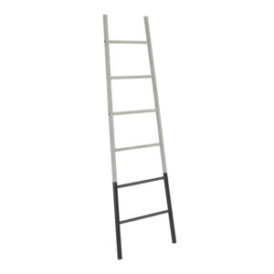 Escalera 55/40x3x169 Metal Negro/Madera Gris Decapado