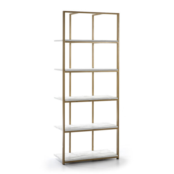 Estanteria 80x38x200 Madera Blanco/Metal Dorado