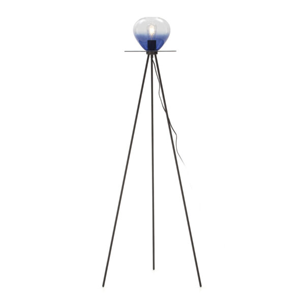 Lámpara de Pie 60x60x160 Metal Negro/Cristal Azul