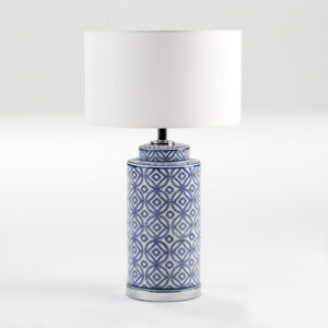 Lámpara de Sobremesa sin pantalla 20x20x51 Ceramica Blanco/Azul