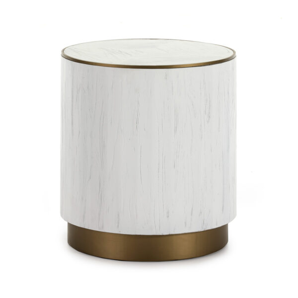 Mesa Auxiliar 50x50x55 Madera Blanco/Metal Dorado