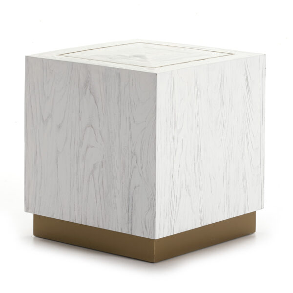 Mesa Auxiliar 55x55x60 Madera Blanco/Metal Dorado