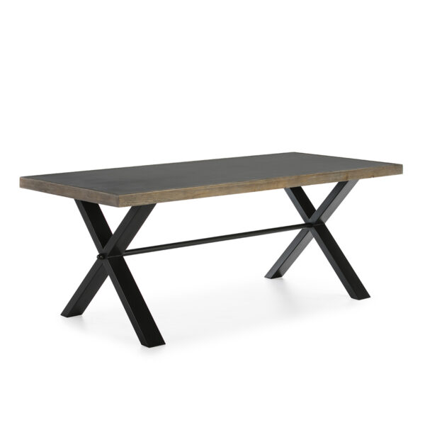 Mesa Comedor 200x90x78 Cemento/Madera Natural/Metal Negro