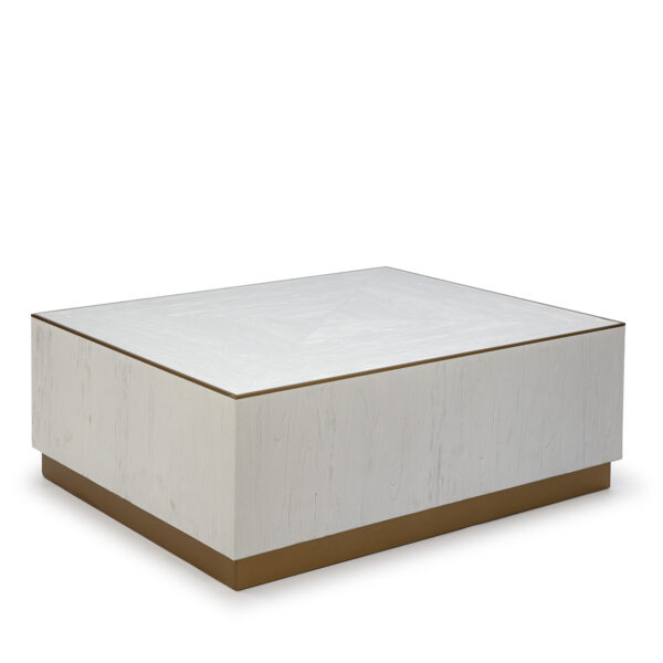 Mesa de Centro 120x100x45 Madera Blanco/Metal Dorado