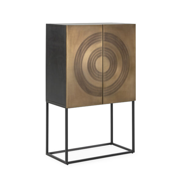 Mueble Bar 81x43x137 Metal -- Dorado/Negro