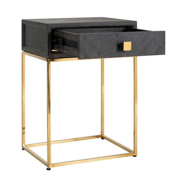 Nightstand Blackbone gold 1-drawer (Black rustic)